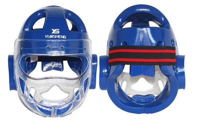 Karate helmet protective headgear in blue, red or white colours for boxing training