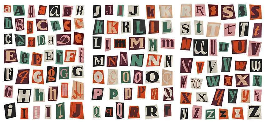 English letters and numbers symbol label sticker material decoration stickers in cute style with 5 sets