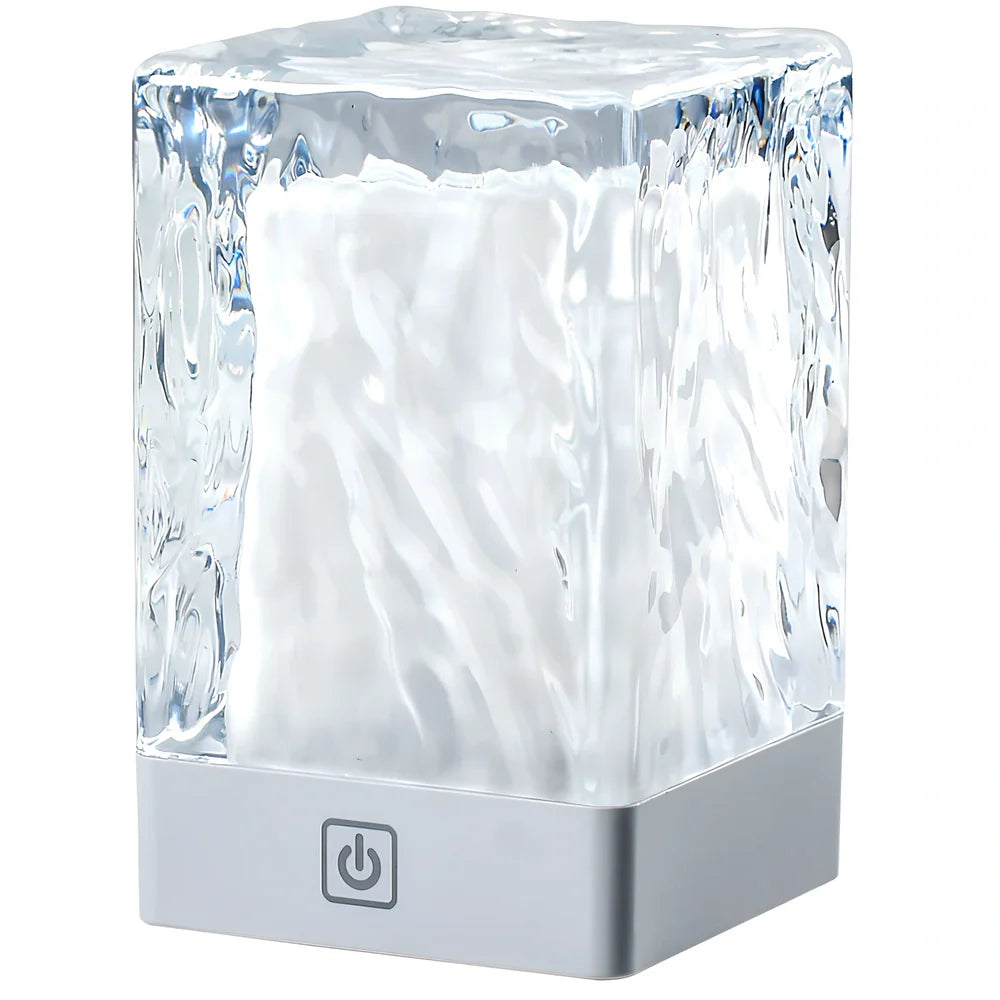 Crystal touch control desk lamp with multiple lighting options measuring 80x80x12mm