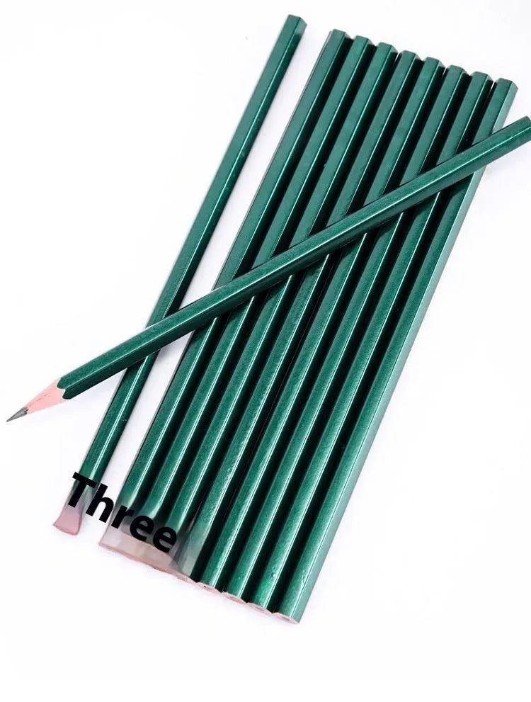Pack of 10 green hexagonal wooden pencils with HB and 2B graphite cores for drawing and writing