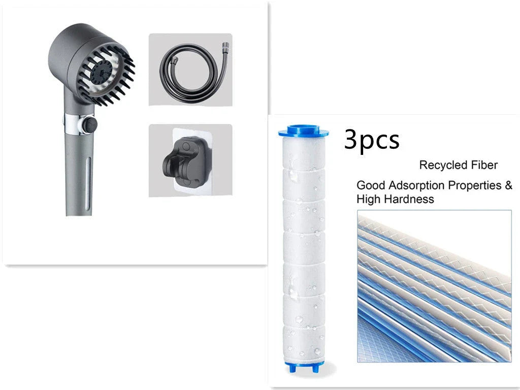 Premium high-pressure rainfall shower head with multiple spray modes and filtration for a refreshing and relaxing bathing experience