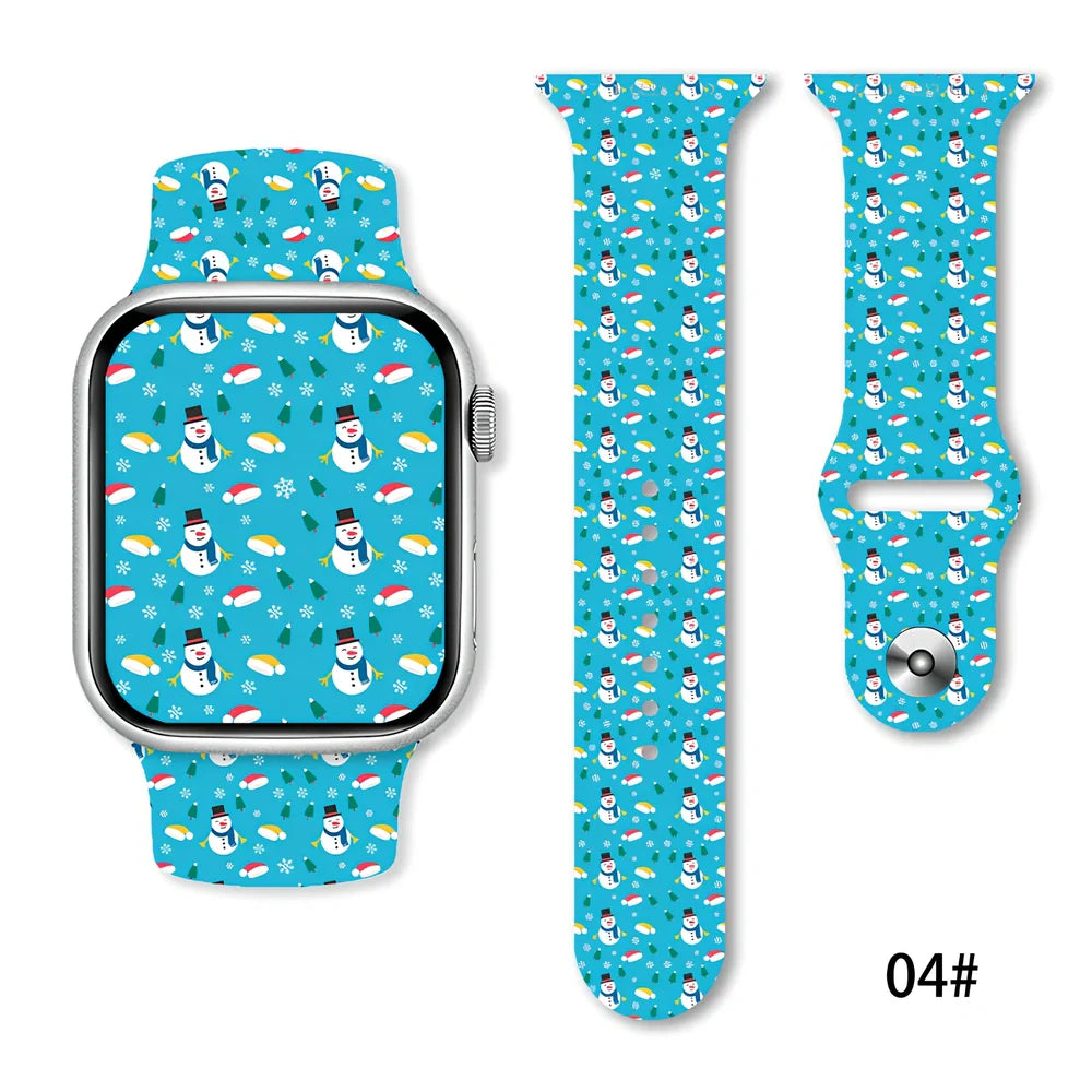 Christmas silicone watch strap in solid colours fitting 38-49mm watches with 30 colour options