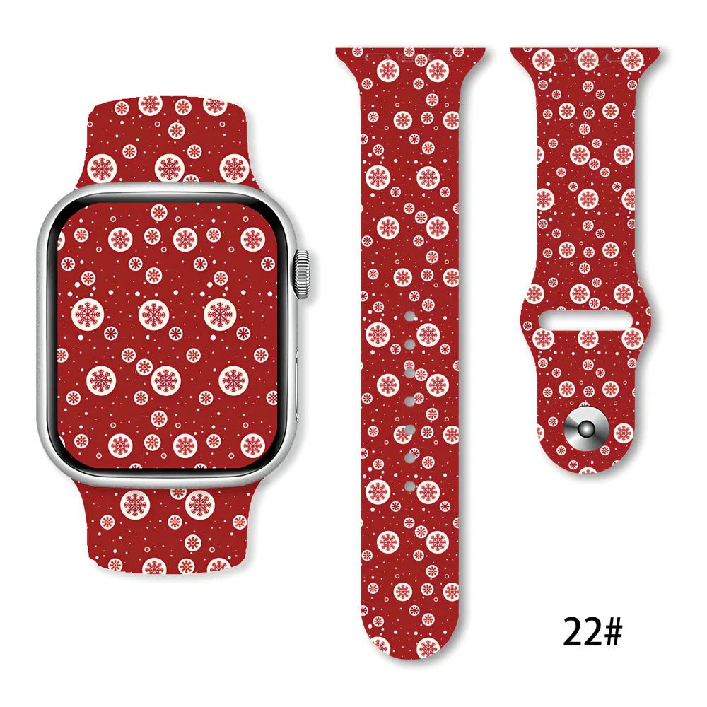 Christmas silicone watch strap in solid colours fitting 38-49mm watches with 30 colour options