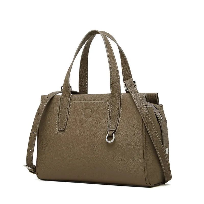 Genuine leather crossbody bag with square shape and adjustable shoulder strap