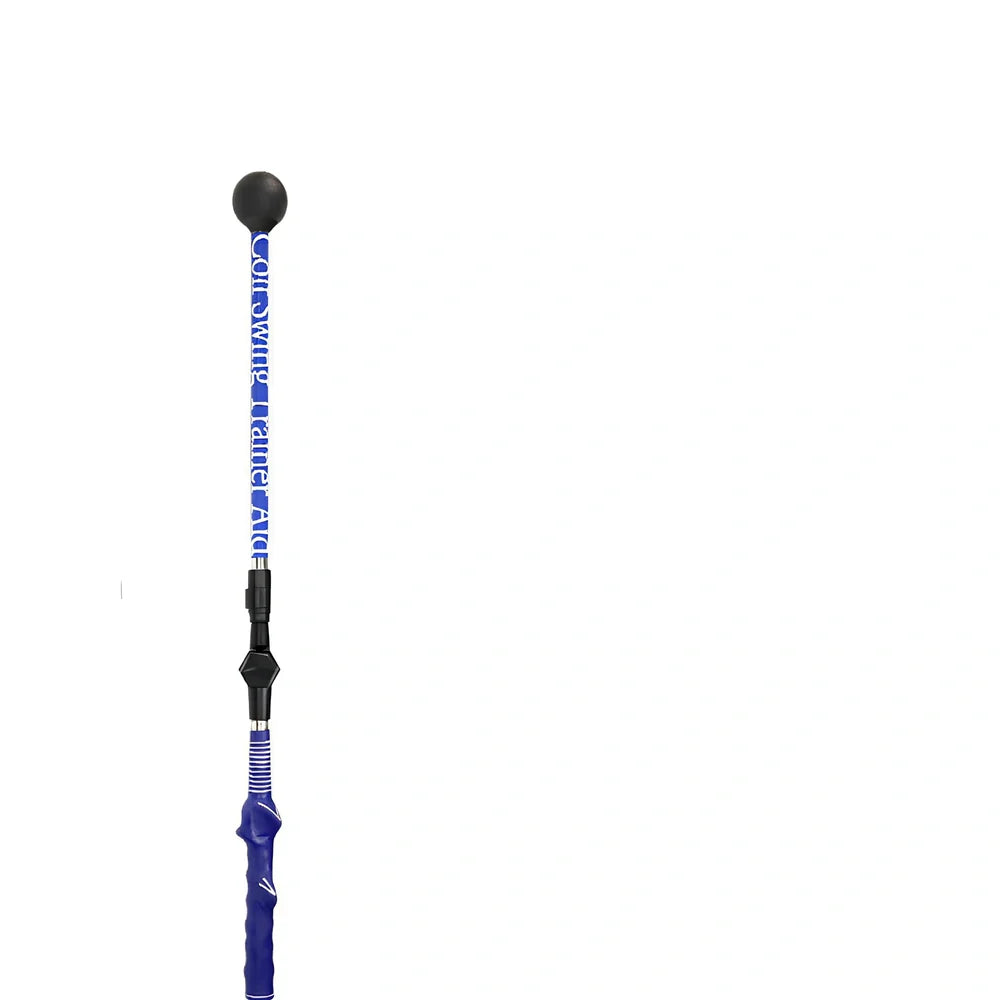 Blue golf swing training aid with shoulder cushion and adjustable angle mechanism for posture correction