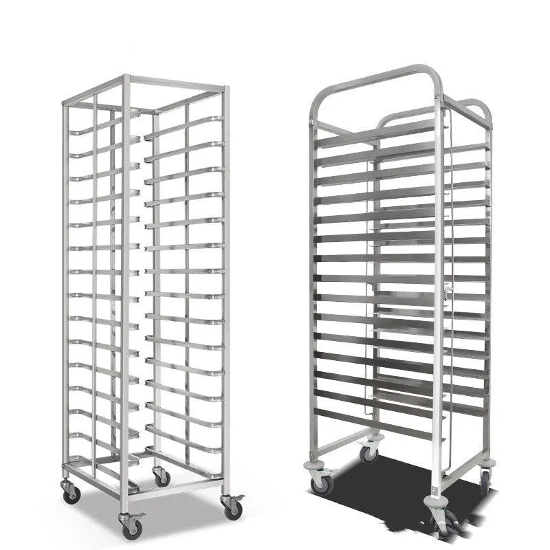 Six-level stainless steel commercial baking rack with lock mechanism and 40x60cm frame