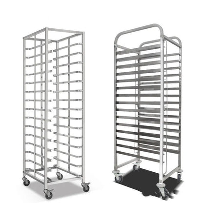 Six-level stainless steel commercial baking rack with lock mechanism and 40x60cm frame