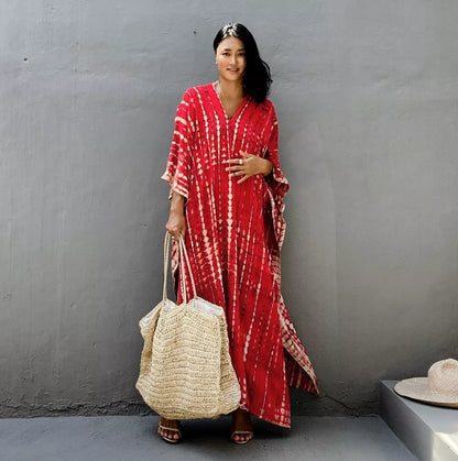 Cotton Beach Cover-up Robe Dress in various colors, perfect for beach or poolside lounging.