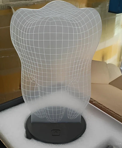 3D acrylic night light with hands holding heart design, showing seven colour options and remote control