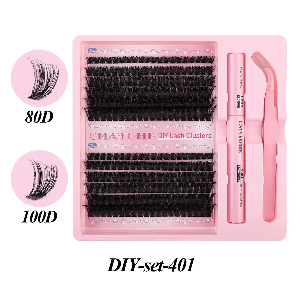DIY single cluster false eyelashes showing individual artificial fibre clusters for custom placement