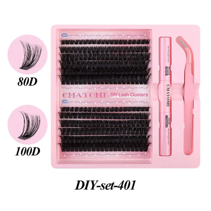 DIY single cluster false eyelashes showing individual artificial fibre clusters for custom placement
