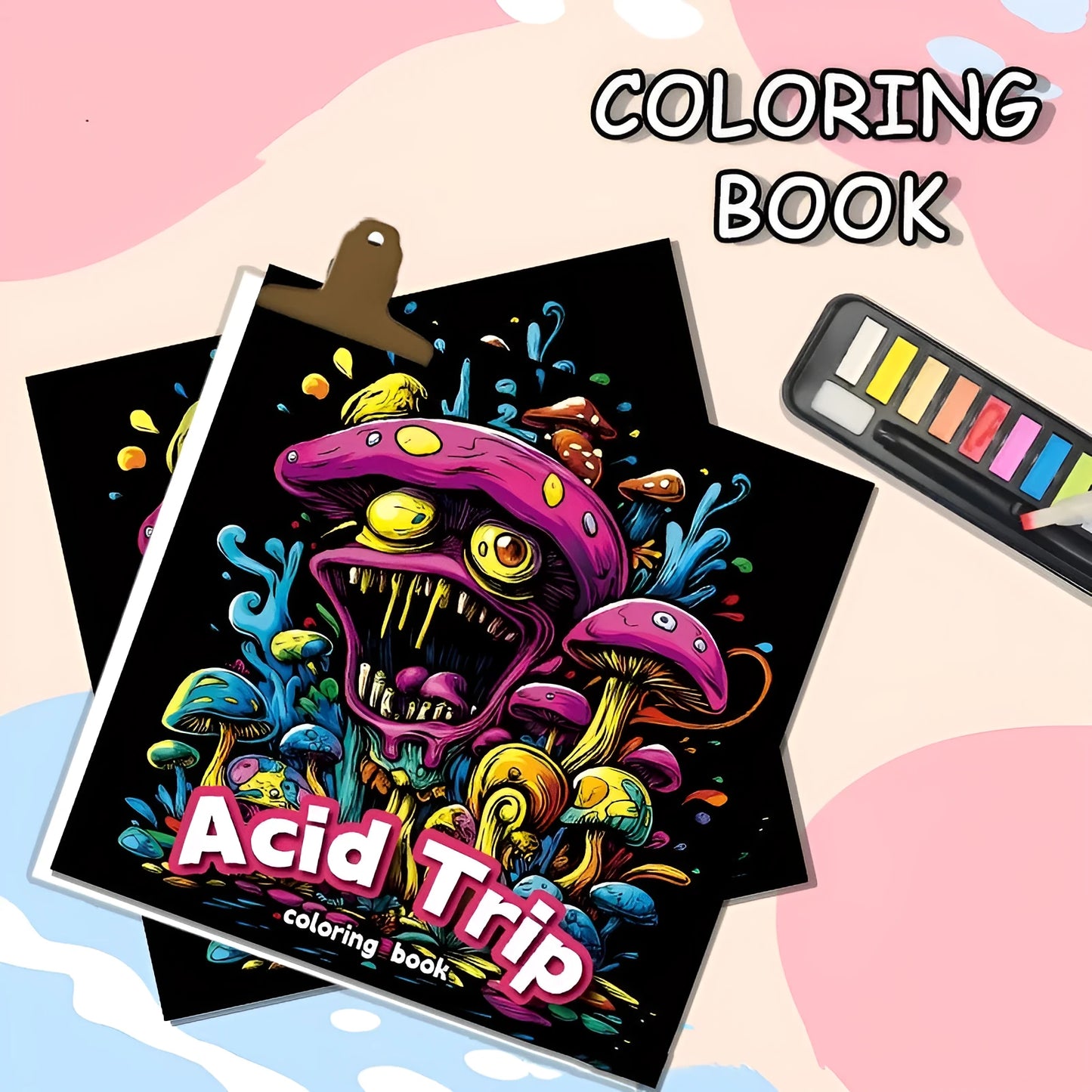 Acid Tour coloured paper painting book showing its 200mm length.