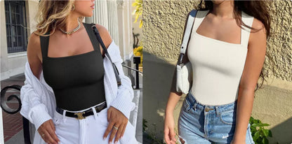 Sleeveless square neck jumpsuit in various colors for summer wear