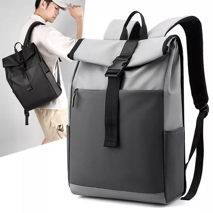 Waterproof Oxford cloth backpack for laptops and travel in gray, dark gray, and black