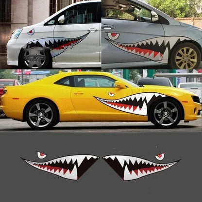 Shark Series PVC body sticker with creative latte art design, measuring 150cm long