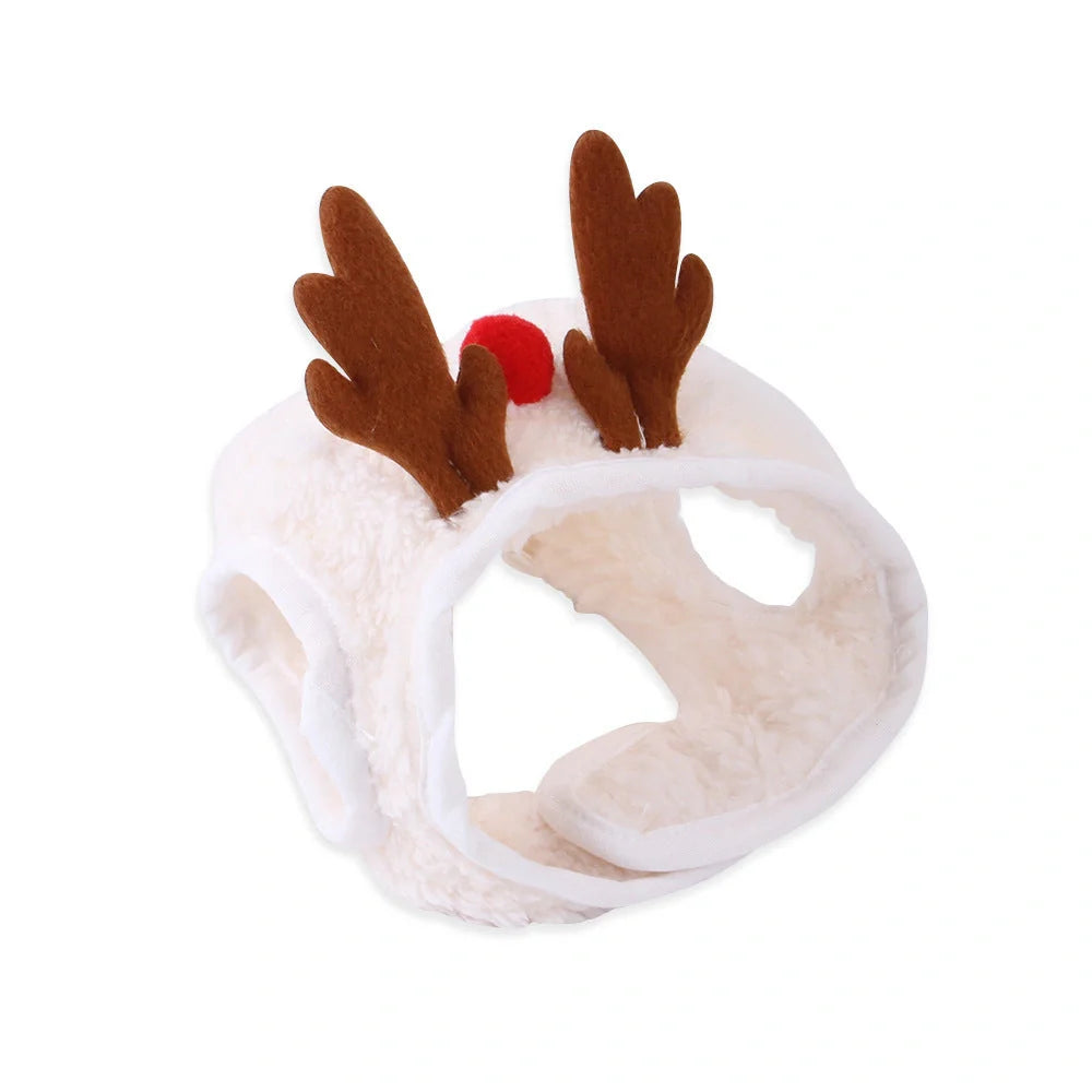 Christmas pet costume with velvet material and elastic antlers for winter warmth