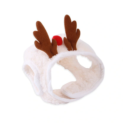 Christmas pet costume with velvet material and elastic antlers for winter warmth