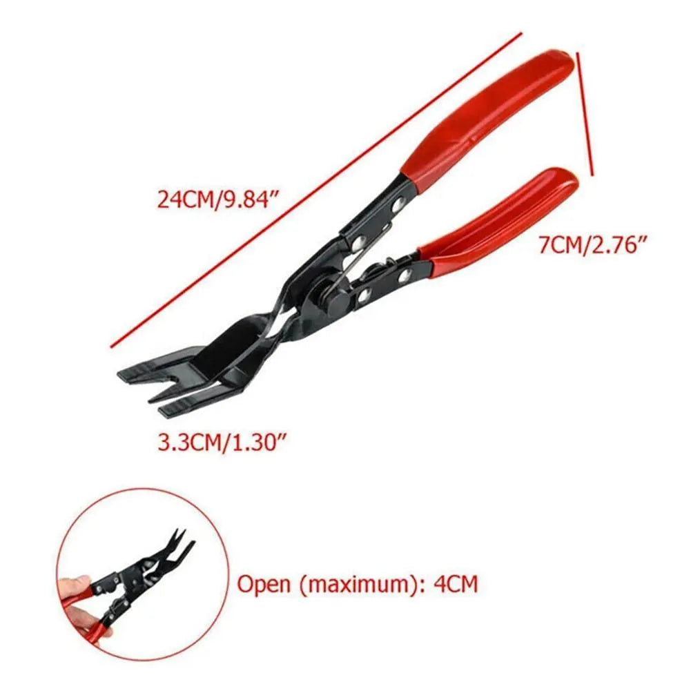 Blue steel car clamp removal pliers with 235mm length for door panel and interior bracket disassembly
