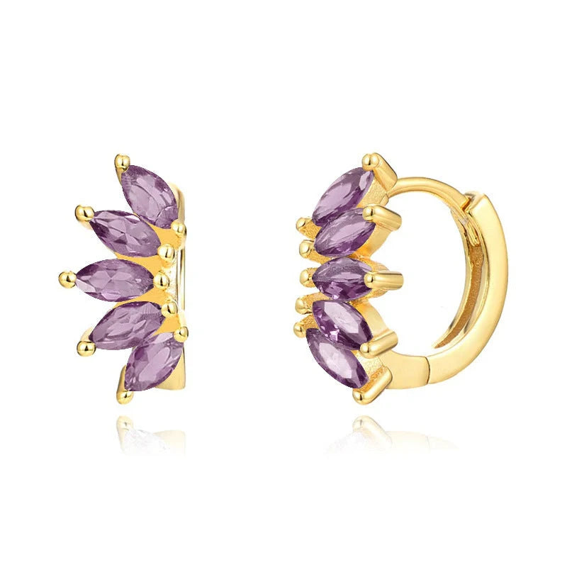 Gold plated horse eye stone earrings in wave shape, available in multiple colors