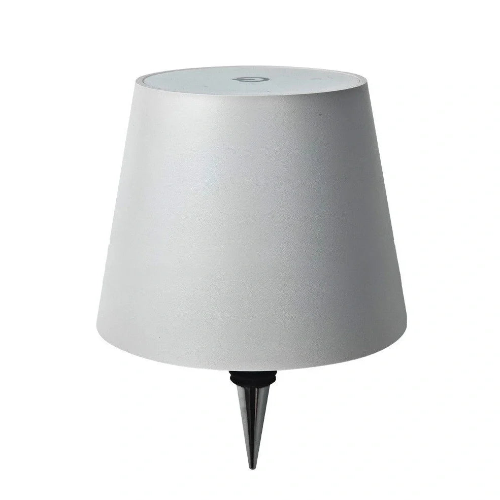 Wireless LED desk lamp with wine bottle design showing detachable components and touch control panel