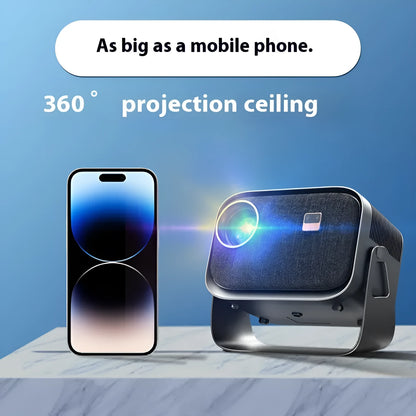 Portable 4K smart home projector with Android compatibility and mobile phone screen mirroring functionality