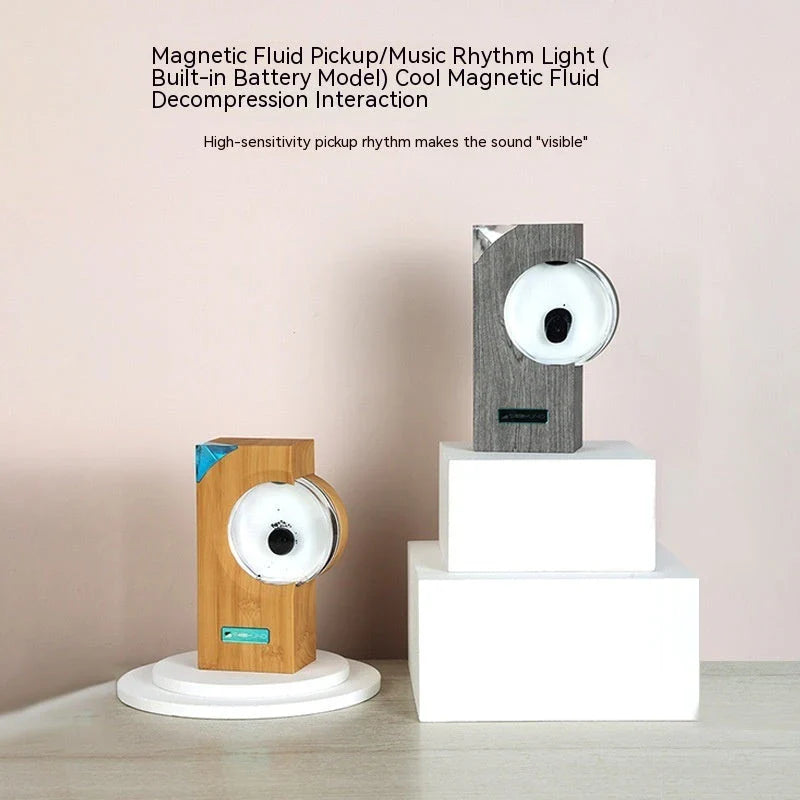 A magnetic fluid speaker that dances to the rhythm of music, creating a mesmerizing visual display