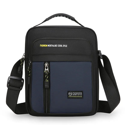 Men's nylon crossbody messenger bag with adjustable strap in green colour