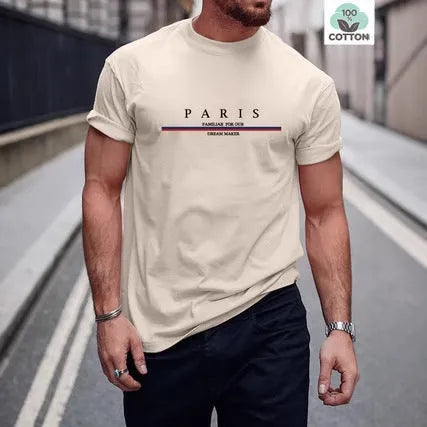 Heavy men's short-sleeved t-shirt with a letter print design in pure cotton.