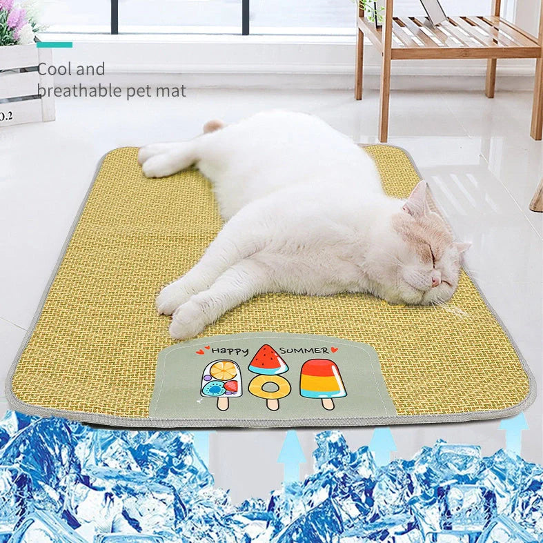 Cooling rattan pet mat for dogs and cats, summer comfort sleeping mat