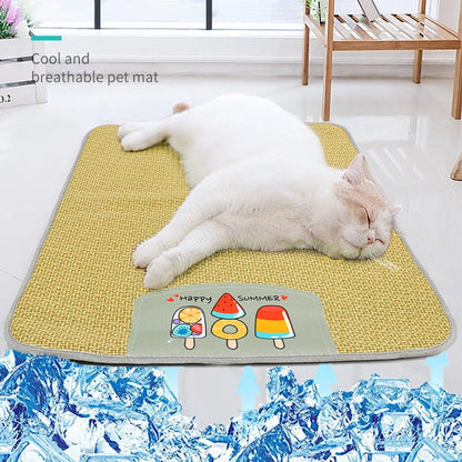 Cooling rattan pet mat for dogs and cats, summer comfort sleeping mat