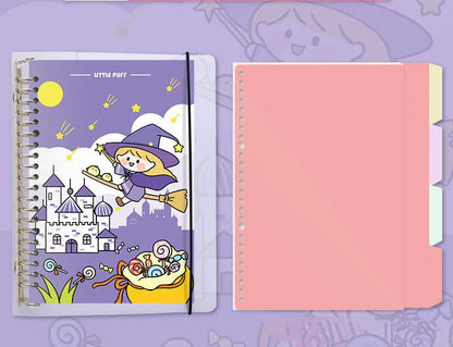 Refillable notebook with detachable decorative cover and replaceable paper core in B5 size