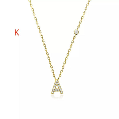 Custom Initial Necklace with sparkling CZ pendant, available in gold or silver finish