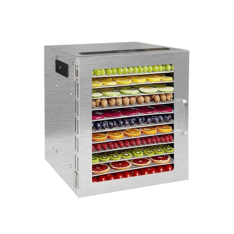 Stainless steel fruit dehydrator with 18 drying trays and top touch screen panel