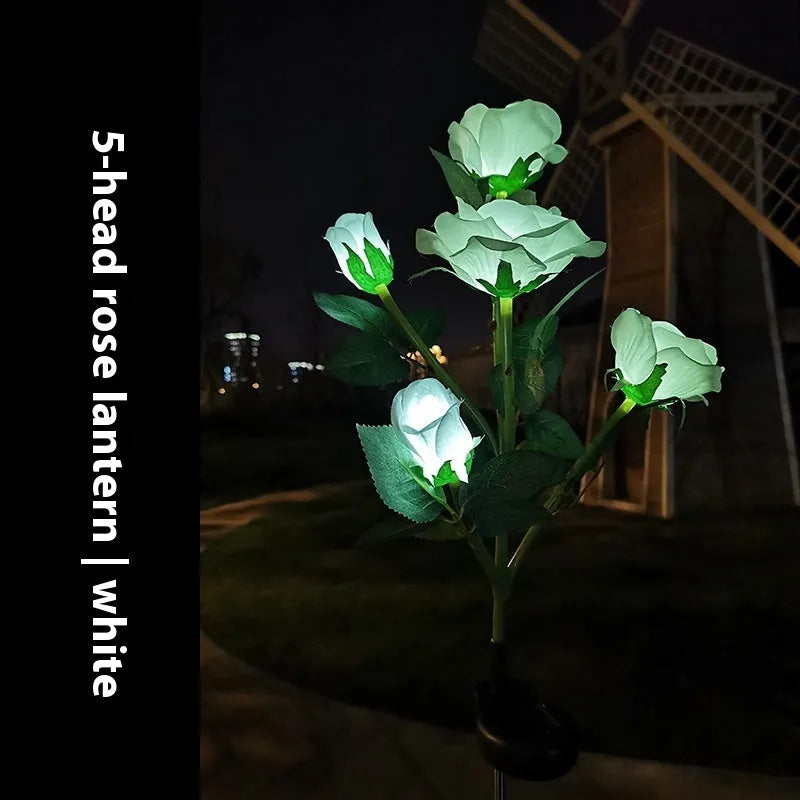 Colour-changing solar-powered flower-shaped lawn lamp for outdoor garden lighting