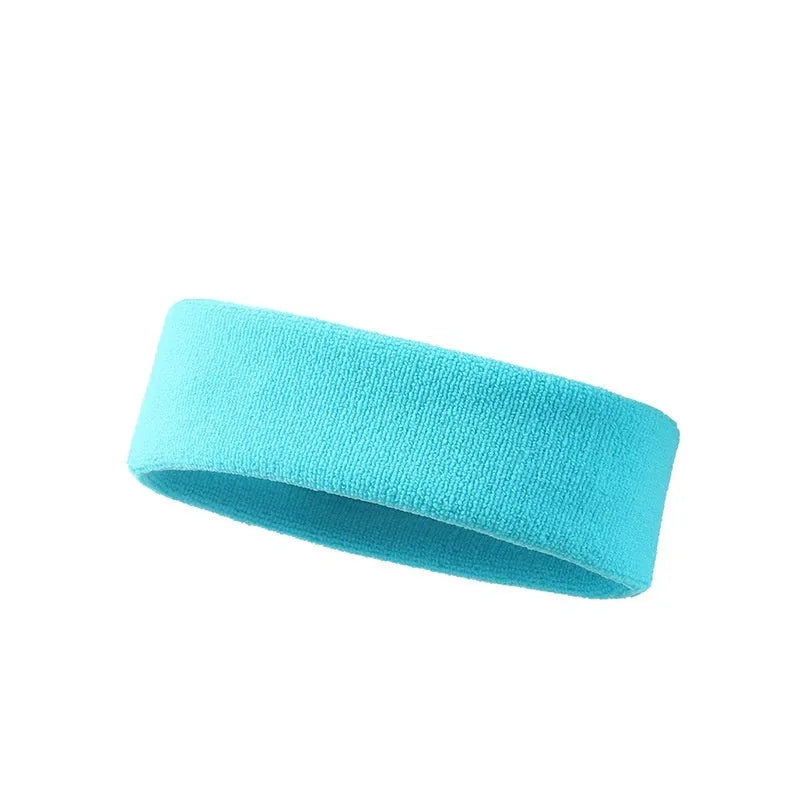 Solid colour elastic widening sports sweatband for fitness and running.