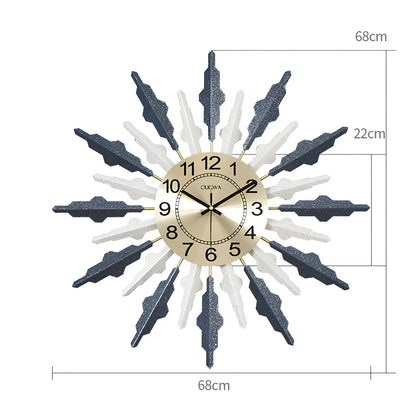 Metal wall clock with pointer and number display showing battery-powered seconds-sweeping movement