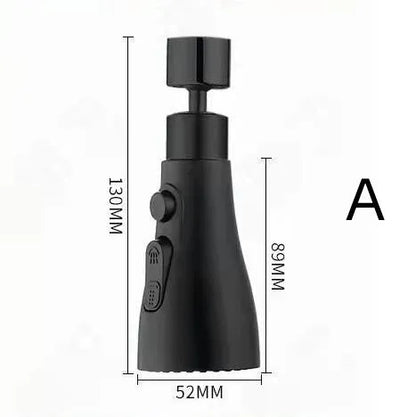 Universal pressurised kitchen faucet sprayer with 360-degree rotating head in matte black finish
