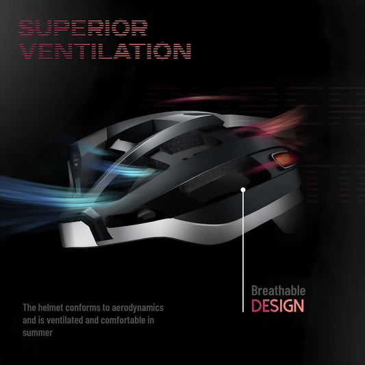 Black and grey smart Bluetooth warning light riding helmet showing integrated light system