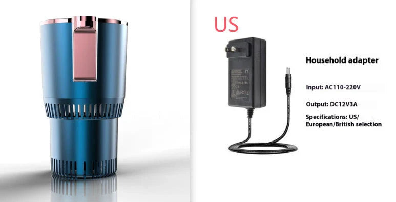 Smart 2-in-1 car beverage warmer and cooler with digital temperature display, versatile design to keep drinks at the perfect temperature