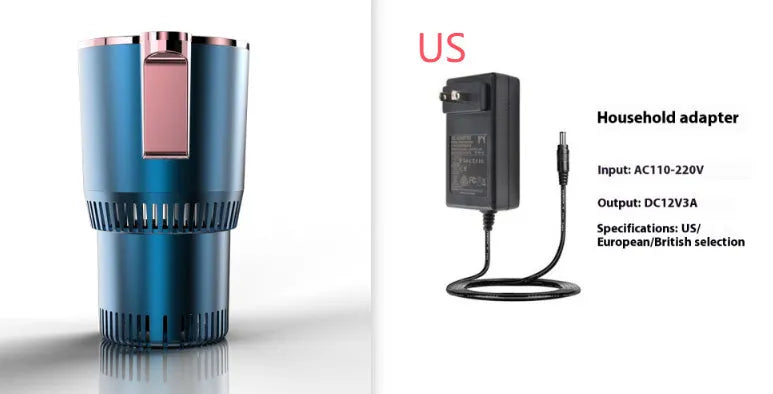 Black smart car cup holder with digital temperature display for heating and cooling drinks