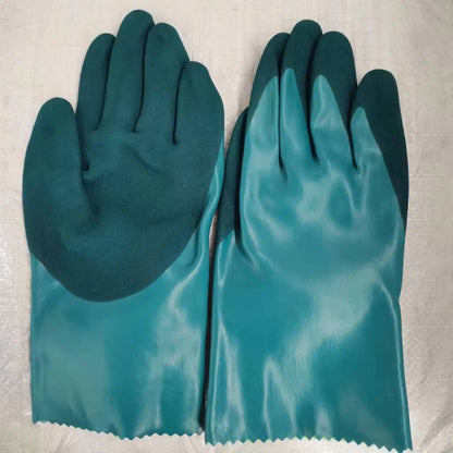 Women's navy blue nitrile waterproof fishing gloves with extended length for marine creature handling