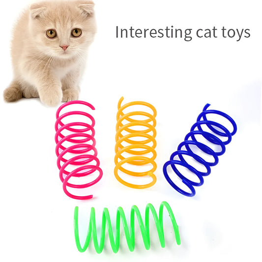 Colourful plastic coil spring cat toys in mixed colours for kittens and adult cats