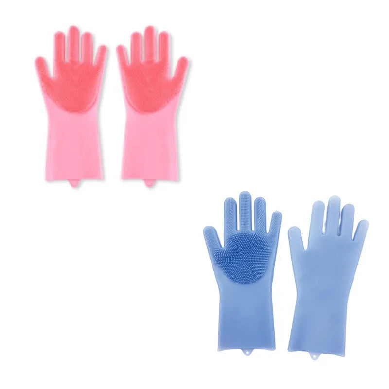 FDA food grade silicone kitchen cleaning gloves with orange colour and 357mm length