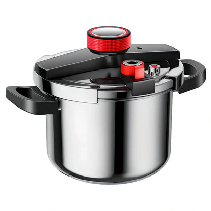 Stainless steel 6L pressure cooker with three-speed lid and 22cm diameter base