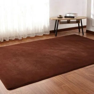 Solid colour plush area rug showing velvet pile texture and rectangular shape