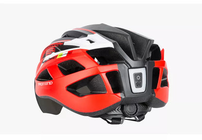USB rechargeable bicycle helmet and seat tube warning taillight in white and black