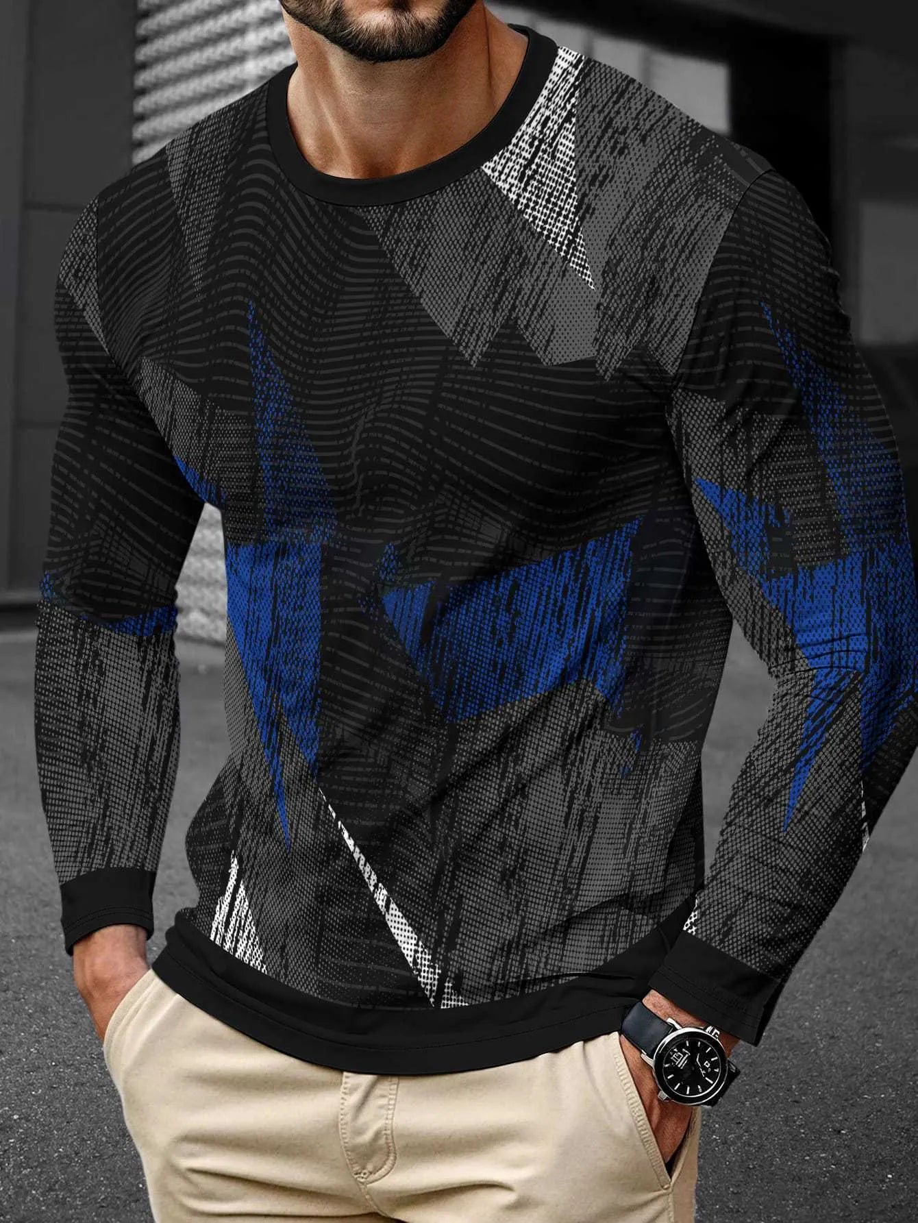 Men's long sleeve milk silk pullover in round neck style showing multiple colour options