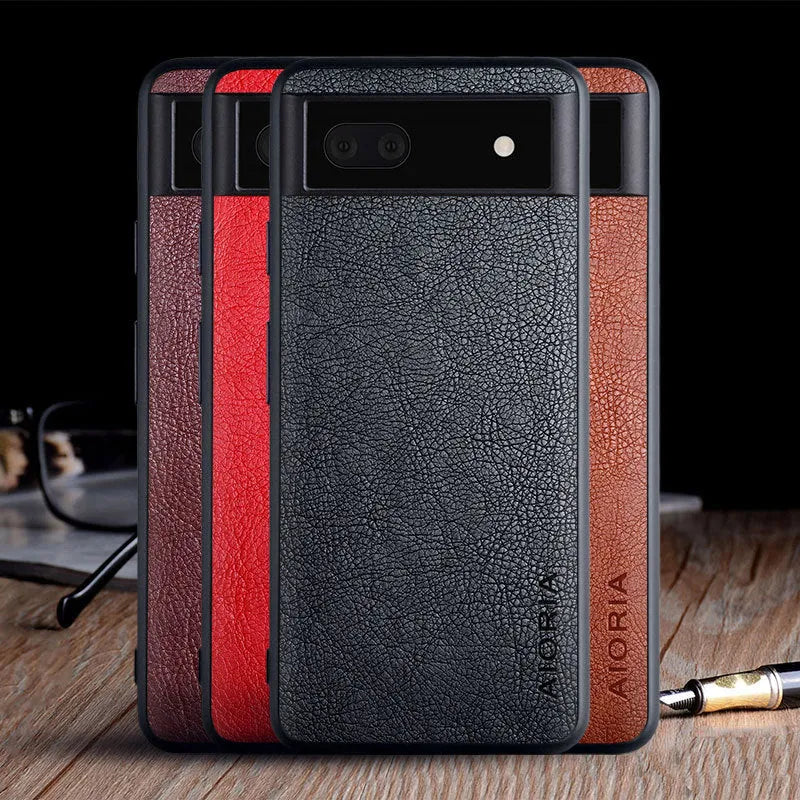 PU lychee skin phone case for Google Pixel 6, 6A and 6 Pro in black, brown, coffee or red