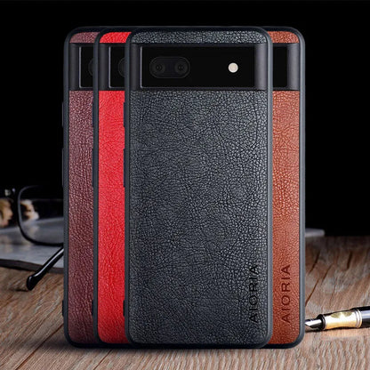 PU lychee skin phone case for Google Pixel 6, 6A and 6 Pro in black, brown, coffee or red