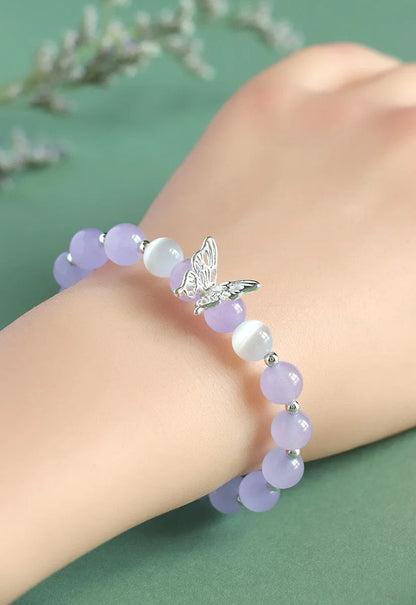 Women's handmade crystal bracelet with princess bow design and butterfly colour options